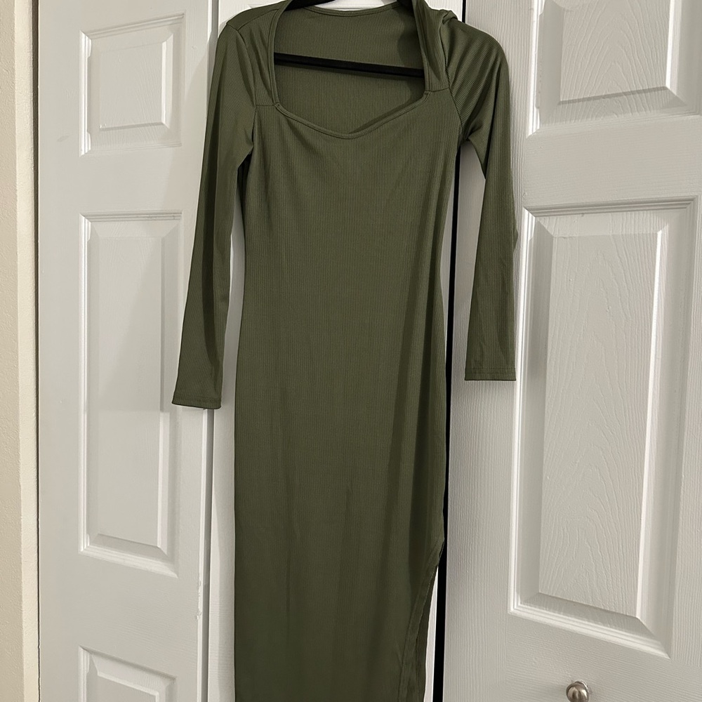 Olive Green Long Sleeve Dress